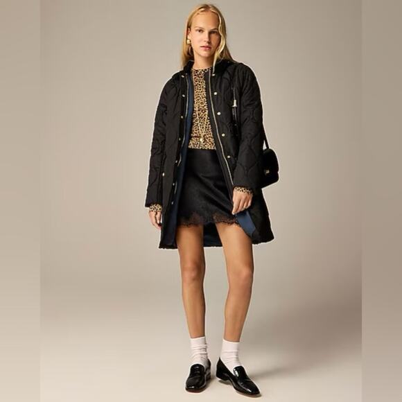 J.CREW Stowe Puffer Jacket with PrimaLoft Black Quilted Long Pockets Size XS NEW - Picture 2 of 10